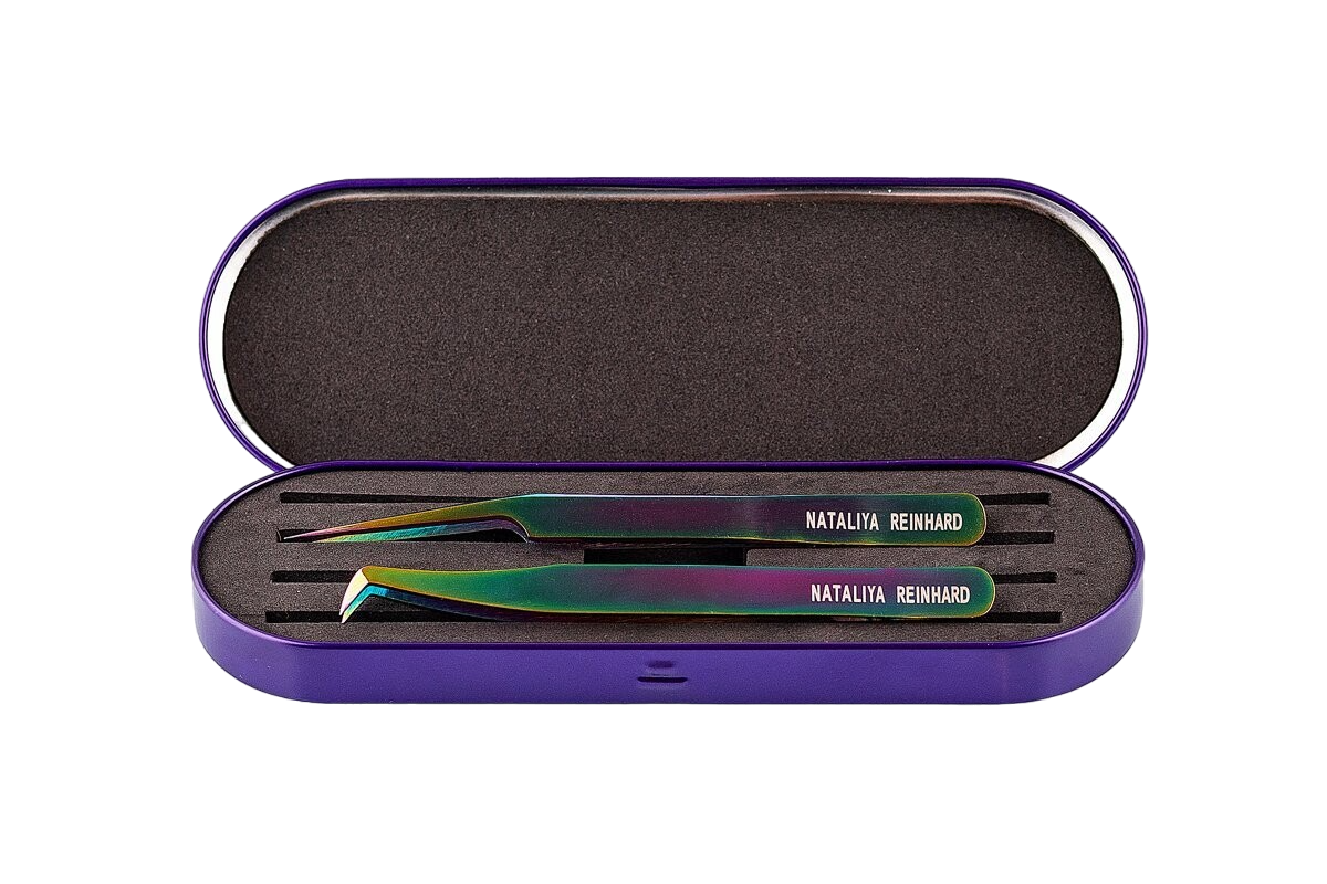 Set of 2 eyelash extension pliers " Mega Z Chameleon " and " Dolphin Chameleon " By Nataliya Reinhard