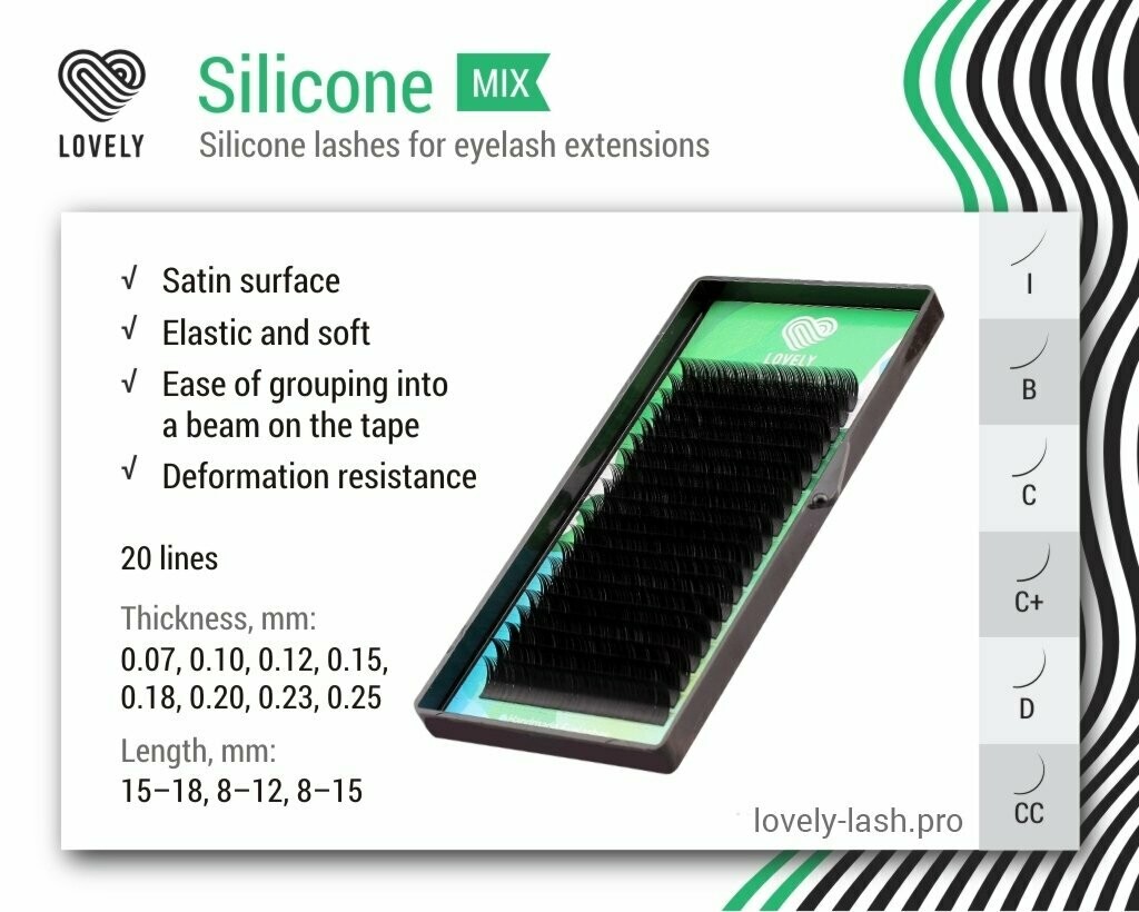 Wimpernverlängerung "Silikon" - 20 Linien Mix