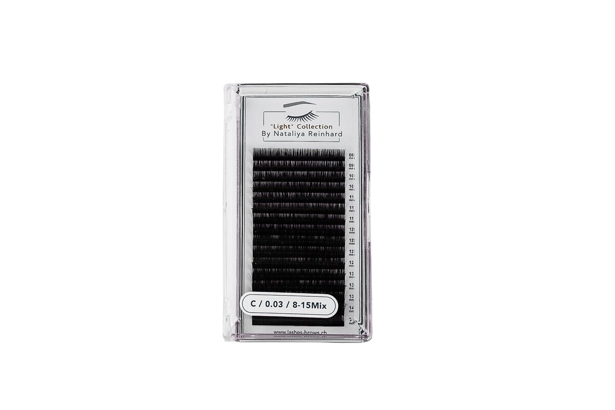 Schwarze Wimpern "Light Collection" von Nataliya Reinhard- 16 Zeilen Mix